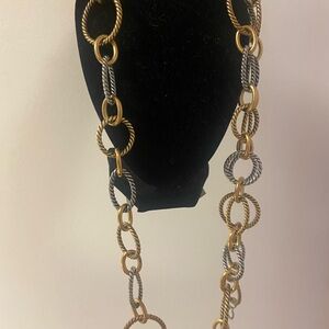 Elegant Gold and Silver Chain Necklace 37 inches long